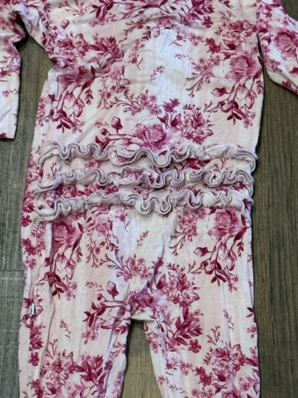 Bums & Roses Floral Ruffled One-Piece Pajama - Picture 5 of 6